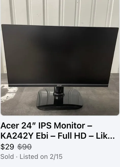 Acer Monitor, sold $29