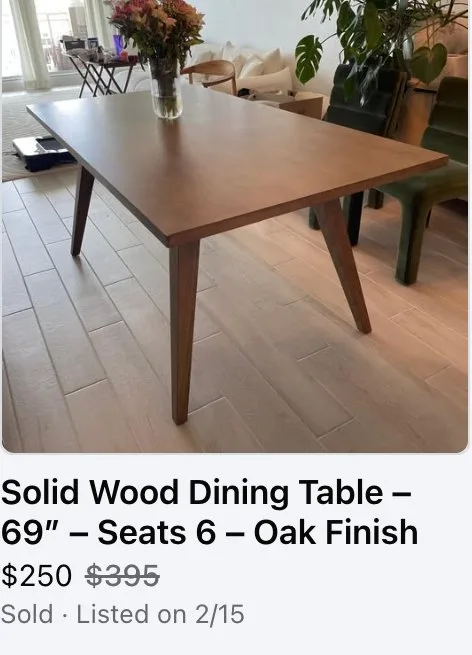 Dining Table, sold $250