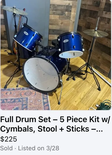 Drum Set, sold $225