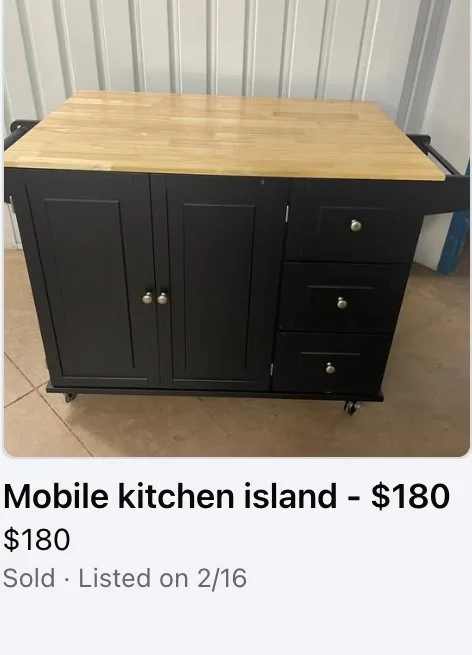 Kitchen Island, sold $180