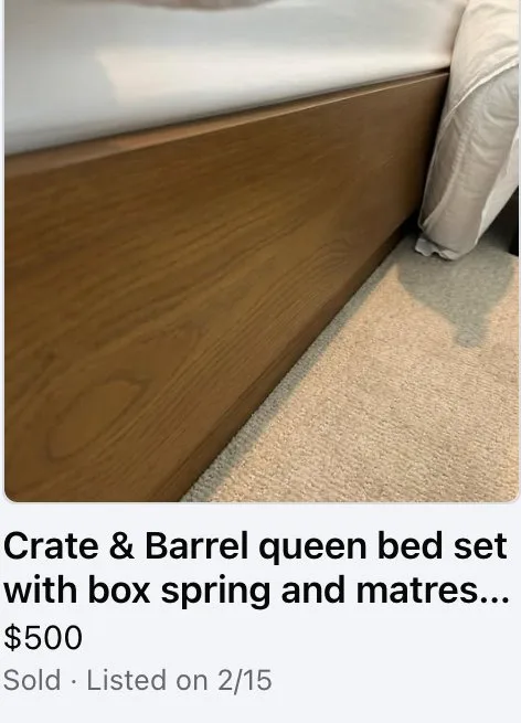 Queen Bed Set, sold $500