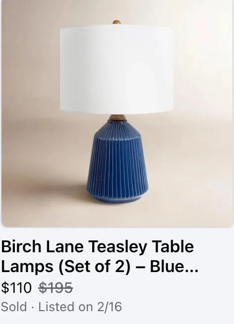 Table Lamps, sold $110