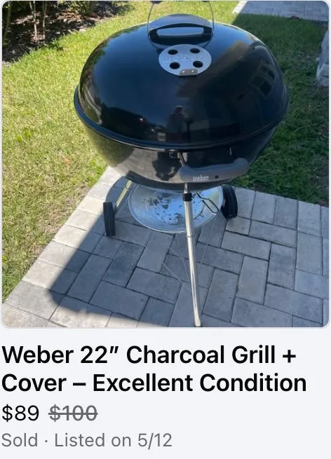 Weber Grill, sold $89