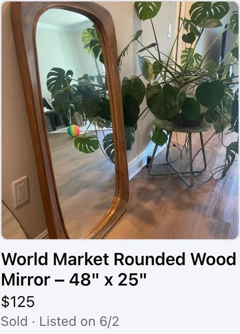 Wood Mirror, sold $125